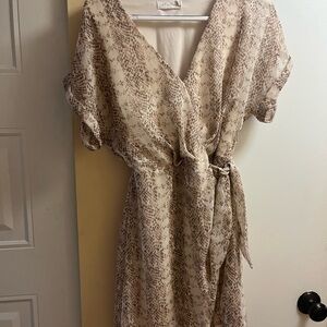 All in Favor Beige Patterned Midi Dress